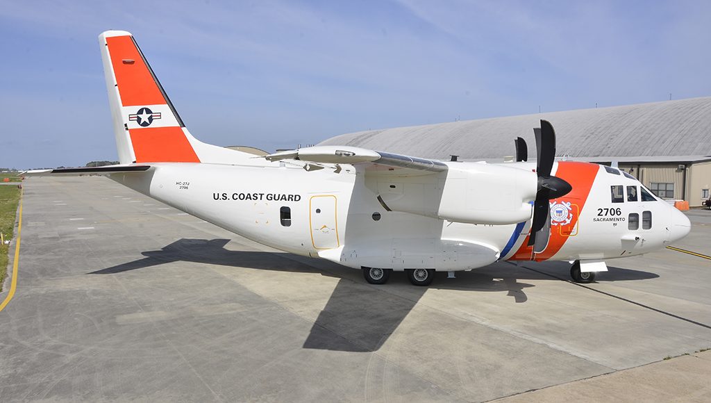 A C-27J Medium Range Surveillance airplane sits on the runway at Coast Guard Aviation Logistics Center in Elizabeth City, North Carolina, Thursday, March 31, 2016. The C-27J is the newest Coast Guard aircraft to join the fleet and will be used in maritime patrol, drug and migrant interdiction, disaster response, and search and rescue missions. U.S. Coast Guard photograph by Petty Officer 3rd Class Joshua L. Canup